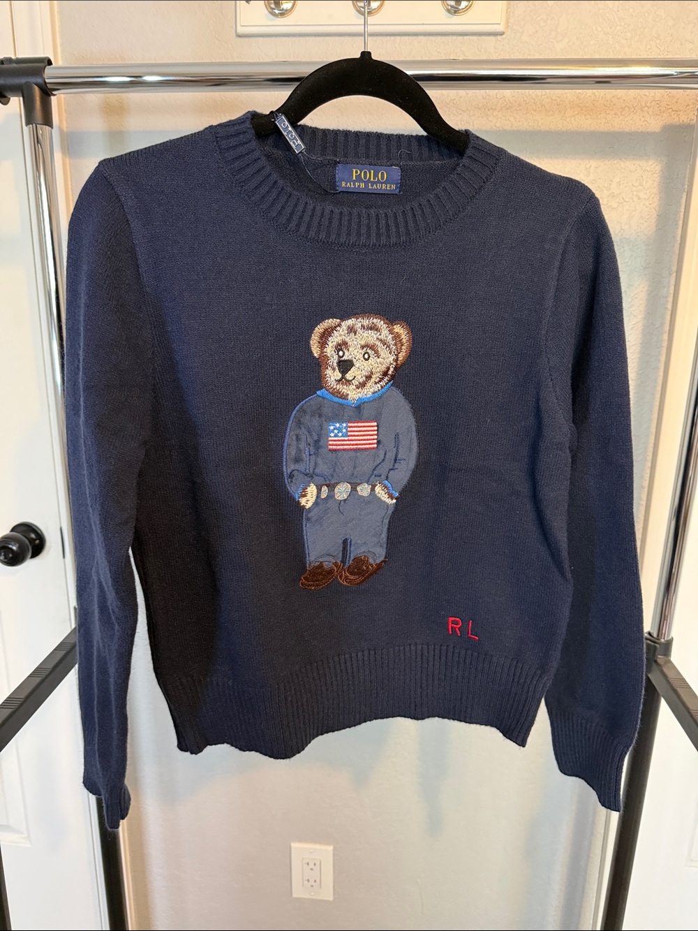 Navy Bear Crewneck Sweater - Picture 1 of 2
